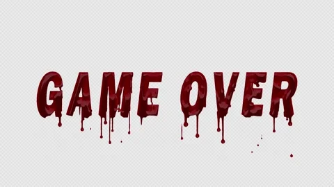 Game over text with dripping blood effect on dark background for gaming, horror Stock Footage 335573573