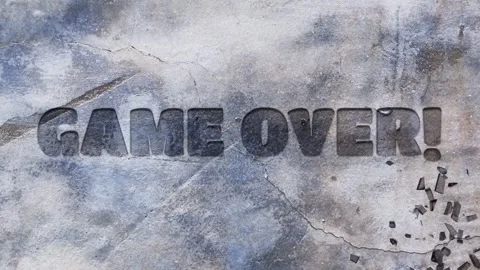 GAME OVER text engraved on concrete wall 3d animated Stock Footage 241932192