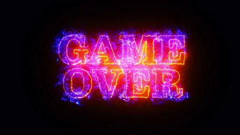 Game over text fire line text loop animation Stock Footage 157085534
