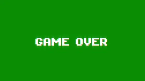 Game over text glitch screen effect looped animation title video game Stock Footage 313020916