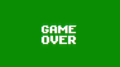 Game over text glitch screen effect looped animation title video game Stock Footage 313020918