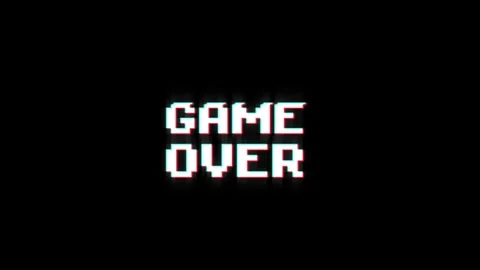 Game over text glitch screen effect looped animation title video game Stock Footage 313020921