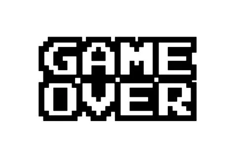 Game Over Text in Pixel Art Style. Vector icon. Stock Illustration