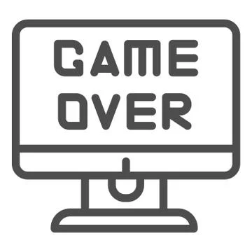 Game over text on screen line icon. End of a game vector illustration isolated Ilustração Stock