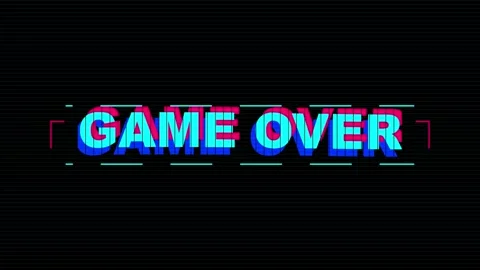 Game Over text on solid black background Video stock 345207977