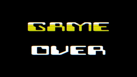 Game Over title animated in retro style with slight glitches Stock Footage 301627432