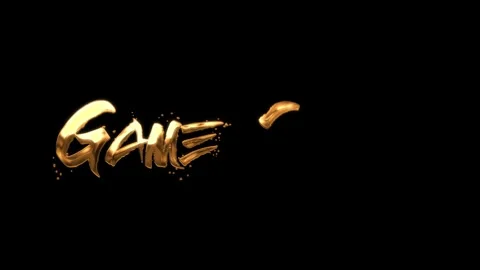 Game Over - Title Text Animation With Ink Gold Color and Black Background Stock Footage 242586865