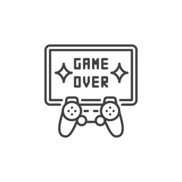 Game Over vector concept icon. Gamepad with TV symbol Ilustração Stock