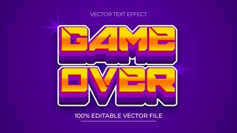 Game Over Vector Text Effect Editable Alphabet Gamer Purple Player Gaming Stock Illustration