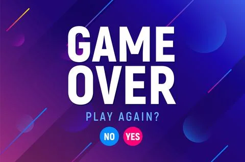 Game over vector video game screen background. Geometric game over design banner Stock Illustration