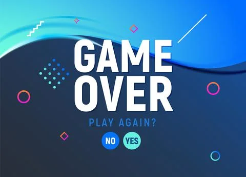 Game over vector video game screen background. Geometric game over design banner Illustrazione stock