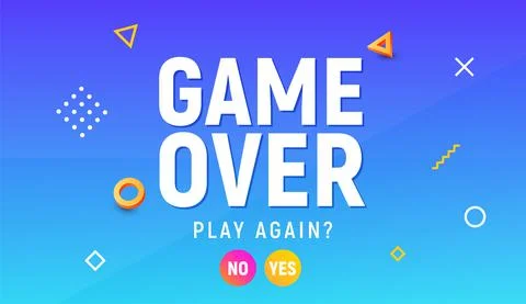 Game over vector video game screen background. Geometric game over design banner Stock Illustration