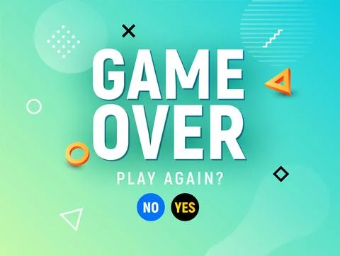 Game over vector video game screen background. Geometric game over design banner 库存插图