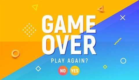 Game over vector video game screen background. Geometric game over design banner Stock Illustration