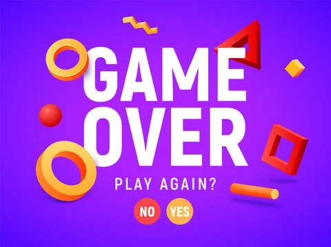 Game over vector video game screen background. Geometric game over design banner 스톡 일러스트