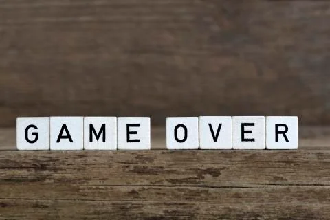 Game over, written in cubes Stock Photos