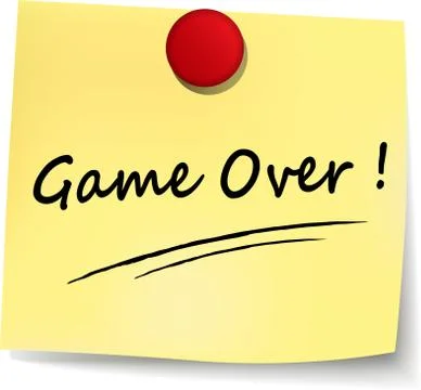 Game over yellow note Stock Illustration