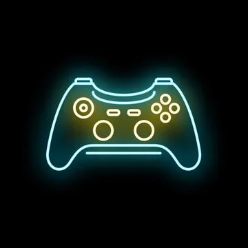 Game pad controller line art neon glow icon Stock Illustration