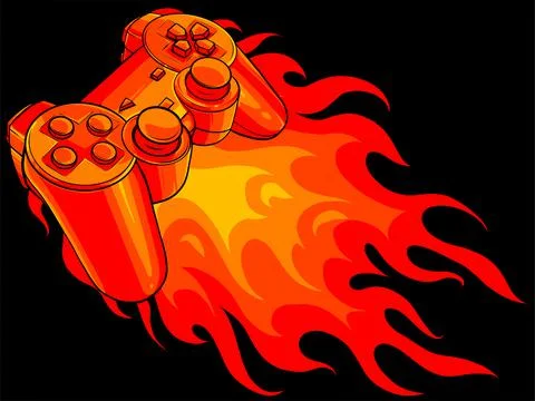 Game pad with a fire for gaming vector イラスト素材