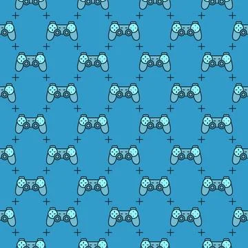 Game Pad vector Video Games Controller colored seamless pattern Stock Illustration
