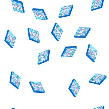 Game panel isometric icon seamless pattern color 스톡 일러스트