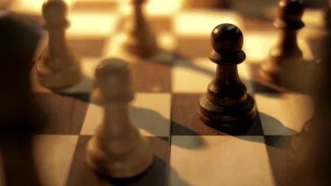 Game party on a chessboard. Close-up. Timelapse. Video stock 156708310
