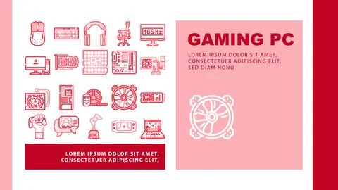 Game pc computer gaming landing header vector イラスト素材