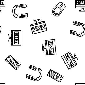 Game pc computer gaming vector seamless pattern 스톡 일러스트