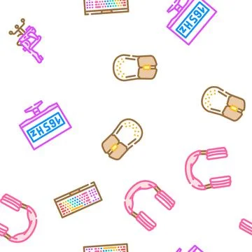 Game pc computer gaming vector seamless pattern 스톡 일러스트