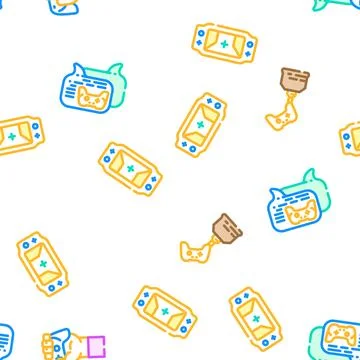 Game pc computer gaming vector seamless pattern Stock Illustration
