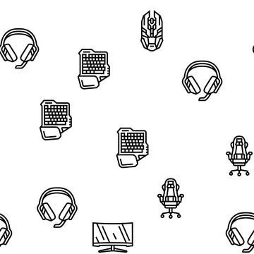 Game pc gamer computer online vector seamless pattern Stock Illustration
