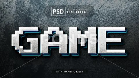 Game pixel 3d text effect editable PSD 템플릿