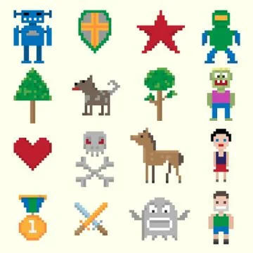 Game pixel characters Stock Illustration