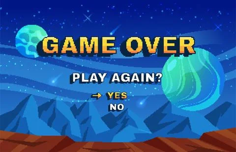 Game pixel space. 8 bit background. Play over. Video retro computer screen Stock Illustration