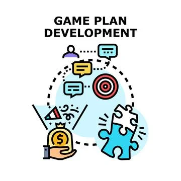 Game plan development achieving business goals concept Stock Illustration