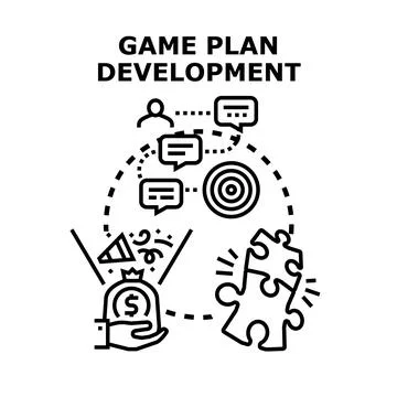 Game plan development achieving business goals concept Stock Illustration