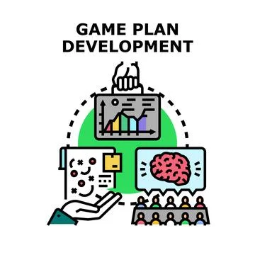 Game plan development process planning strategy ideas meeting 스톡 일러스트