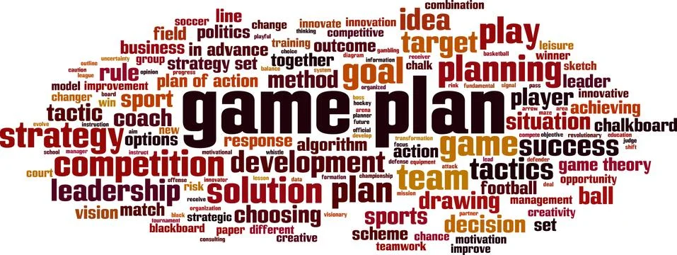Game plan word cloud Stock Illustration