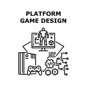 Game Platform Design Vector Black Illustration Illustrazione stock