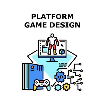 Game Platform Design Vector Color Illustration Illustrazione stock