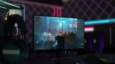 Game Play Of PC Internet Video Game With Gamer Failing To Defuse Explosive Bomb Video stock 249195595
