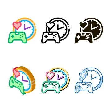 Game playing love time icon vector series outline 스톡 일러스트