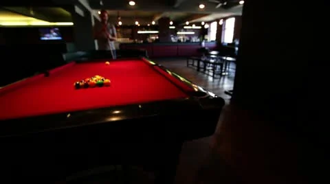 Game of pool cue ball break  스톡 동영상 21032211
