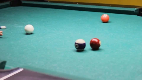 The game of pool. good ball shot to the pocket. win.skill Stock Footage 120931523
