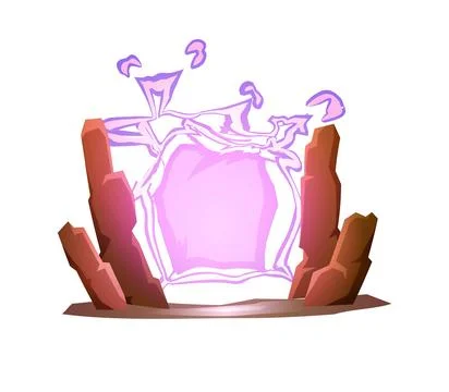 Game portal gate, magic light between the stones, vector on white. イラスト素材