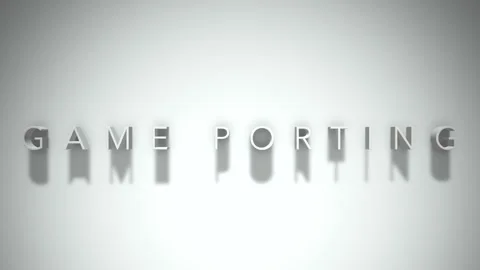 Game porting 3D title animation white text on a white background Stock Footage 299373922