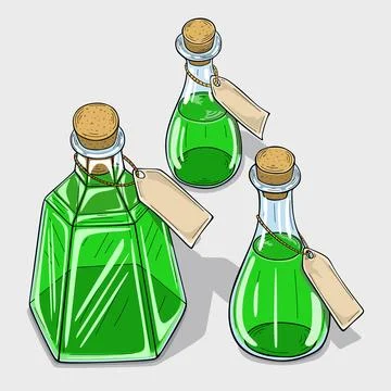 Game potion.  Magic bottles for witchcraft Stock Illustration