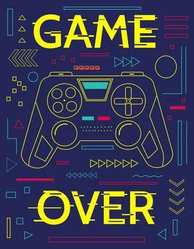 Game print. Minimal poster with controller and abstract geometric shapes. Game Stock Illustration