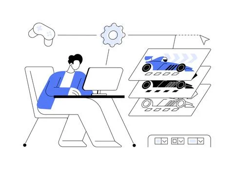 Game production abstract concept vector illustration. Stock Illustration