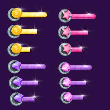 Game progress bar vector illustration, cartoon graphic user interface Illustrazione stock